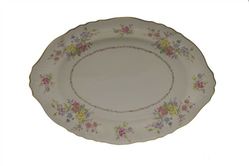 Federal Syracuse Briarcliff Rosa Lila Blumen 16,25" Ovale Servierplatte - Bild 1 von 2
