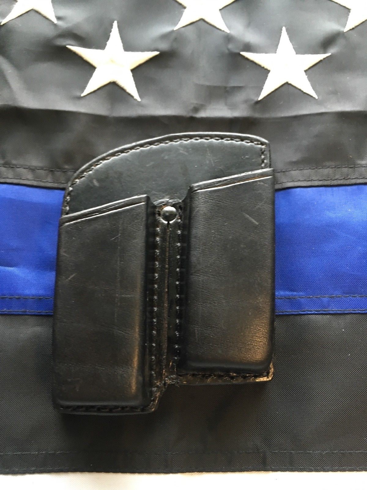 Tex Shoemaker Black Leather Double Magazine Carrier Fits Ruger P85-image