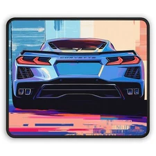 Corvette C8 Art Illustration Colorful Design - Premium Mouse Pad 9x7"