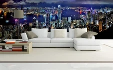 3D Busy City Night ZHUA48703 Wallpaper Wall Murals Removable Self-adhesive Ann