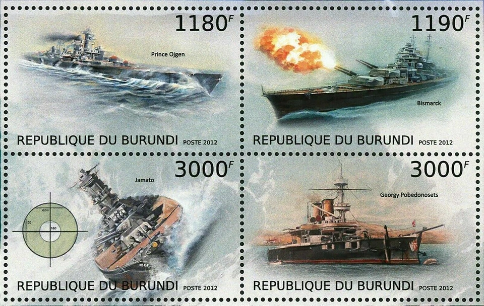 Buques de guerra Prince Ojgen barcos militares Jamato Bismarck S/S MNH #2873-2876 Foto 2 de 4