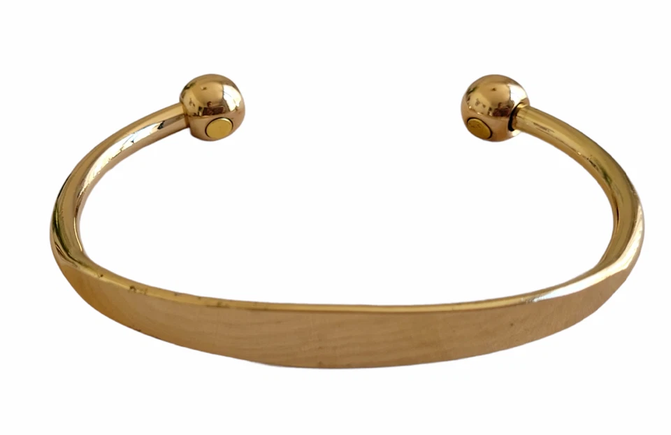 Brazalete magnético de cobre puro chapado en oro para terapia de artritis brazalete pesado Foto 2 de 4