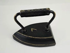 Antique WAPAK #7 No. 7 SAD IRON Cast Iron Black w/ Gold Door Stop Nice Patina