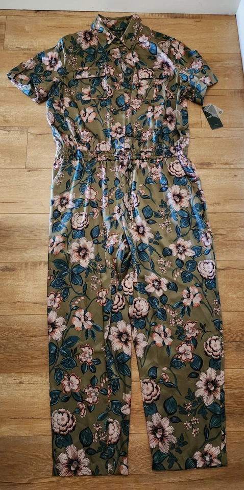 $245 Nuevo con Etiquetas Mono Lauren Ralph Lauren Manga Corta Floral Satinado PLUS Talla 16W Foto 2 de 4
