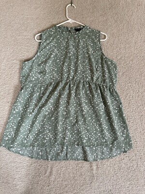 Coco Carmen Green/White Tank Top Sz (L/XL) Women s Relaxed