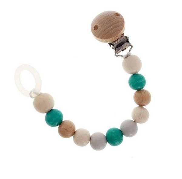 Hess Schnullerkette Nature TüRkis Holz Babykette - Made In Germany-image