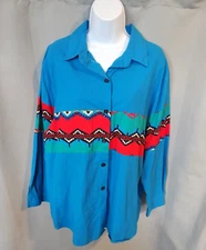 VTG Ozark Mountain Jean Co Western Country Button Up Shirt Womens sz 20W