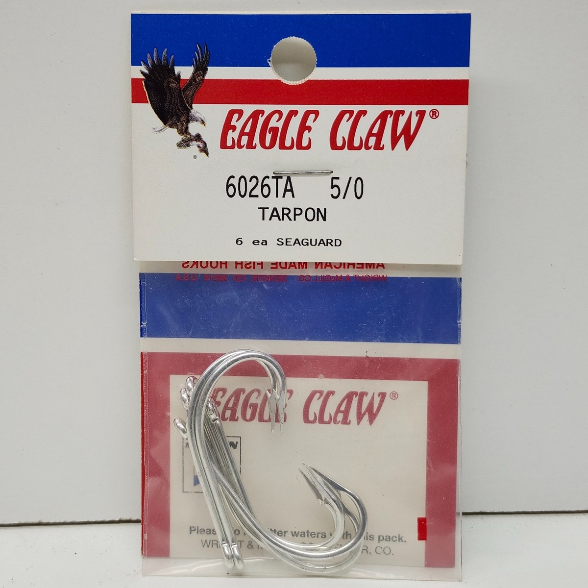 Eagle Claw Lazer Sharp 6026TA 5/0 Seaguard Saltwater Fishing Tackle 6 Pack