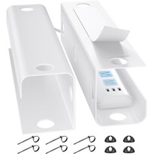 Large Under Desk Cable Management Tray Easy Install with 4 Holders 6 Ties