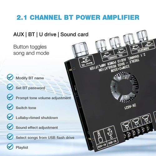 HiFi Bluetooth 5.1 Amplifier Board 220Wx2+350W with APP Control & Treble/Bass - Picture 8 of 11