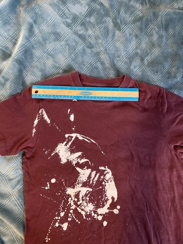 Y2K Ruehl No.925 T-Shirt Graphic Print French Bulldog Burgundy Abercrombie S - Picture 13 of 14