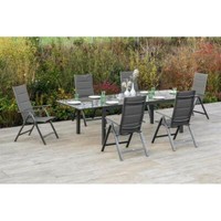 Merxx GartenmöBel Taviano Set 7Tlg. 6 Klappsessel + 1 Semi Ausziehtisch