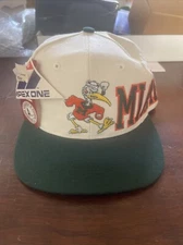 Vintage NCAA Miami University Hurricane SnapBack Hat Apex One With Tags!