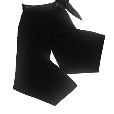 Nanushka Black Dress Pants Vegan Leather Waist Side Tie Pockets Wide Leg Large