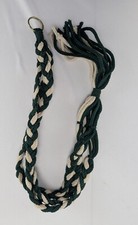 Vintage Macrame Plant Hanger Green White 37" Boho Home Decor