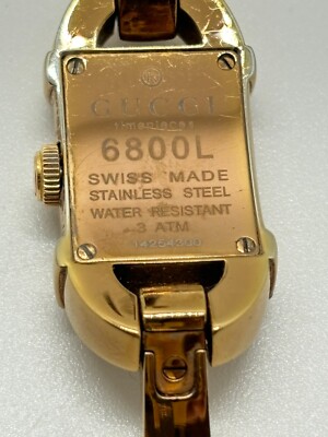 Exc+5] GUCCI 6800L Gold Bangle Watch GG Dial Vintage Watch