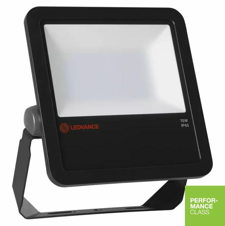 LEDVANCE FLOODLIGHT PROIETTORE NERO 70W 3000K 7300LM IP65 IK08 FLOOD70830BG2