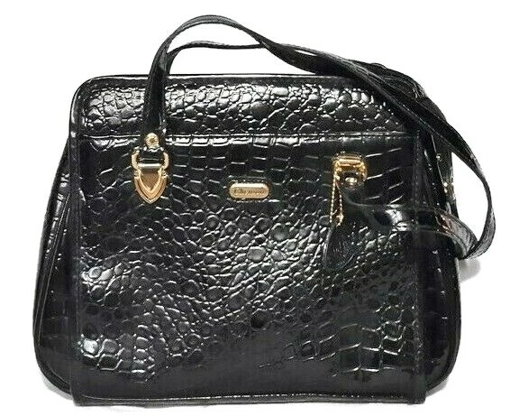 Vintage mini purse in croc print - black