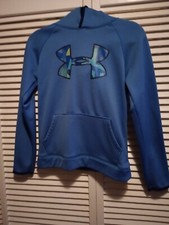 Under Armor kids sweatshirt with hood blue size youth XL good condition