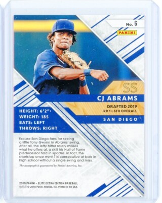 2019 Panini Elite Extra Edition CJ ABRAMS On-Card AUTO Autograph 