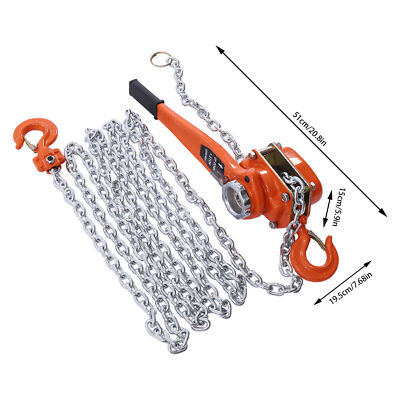 3300LB 1.5TON HOIST RATCHET HAND LEVER PULLER COME ALONG DOUBLE HOOKS CABLE