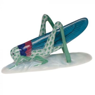 HEREND, GRASSHOPPER, GREEN FISHNET,  #VHV-05258,   BRAND NEW, MINT & BOX!