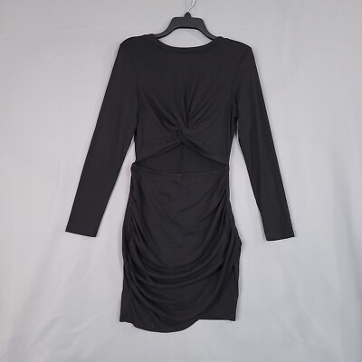 Women's Cutout Party Pencil Dress Bodycon Ruched Long Sleeve Black Size S |  eBay