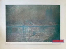 Claude Monet Charing Cross Bridge Vintage Italian Import Art Print 23.5 x 31.5