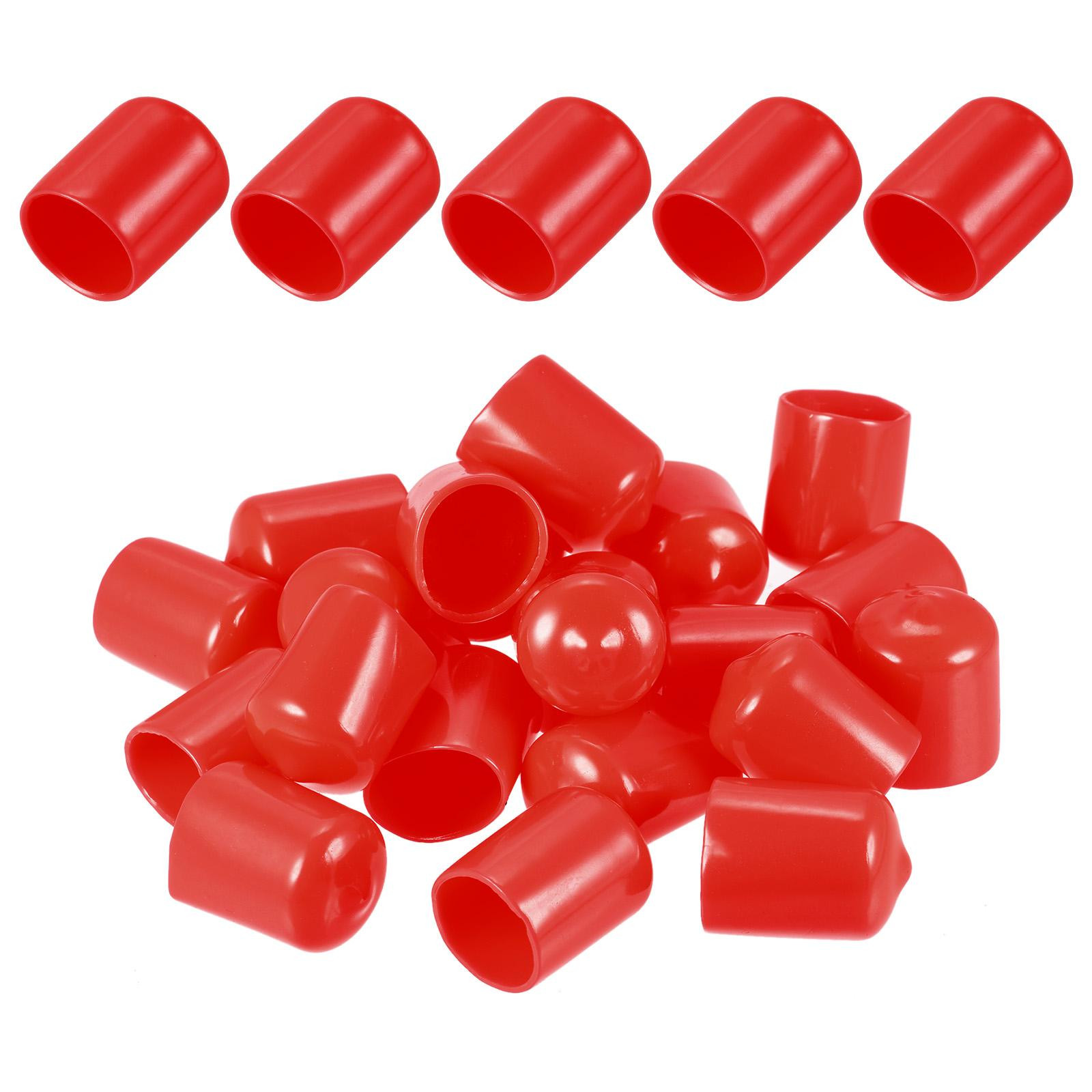 50-Pack 17mm ID Red Rubber Screw Thread Protector Caps for Bolts