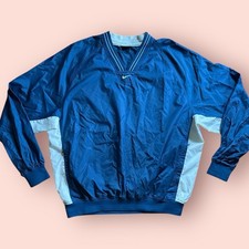 Vtg 90s NIKE CENTER SWOOSH LOGO WINDBREAKER JACKET Men XL Blue White Pullover