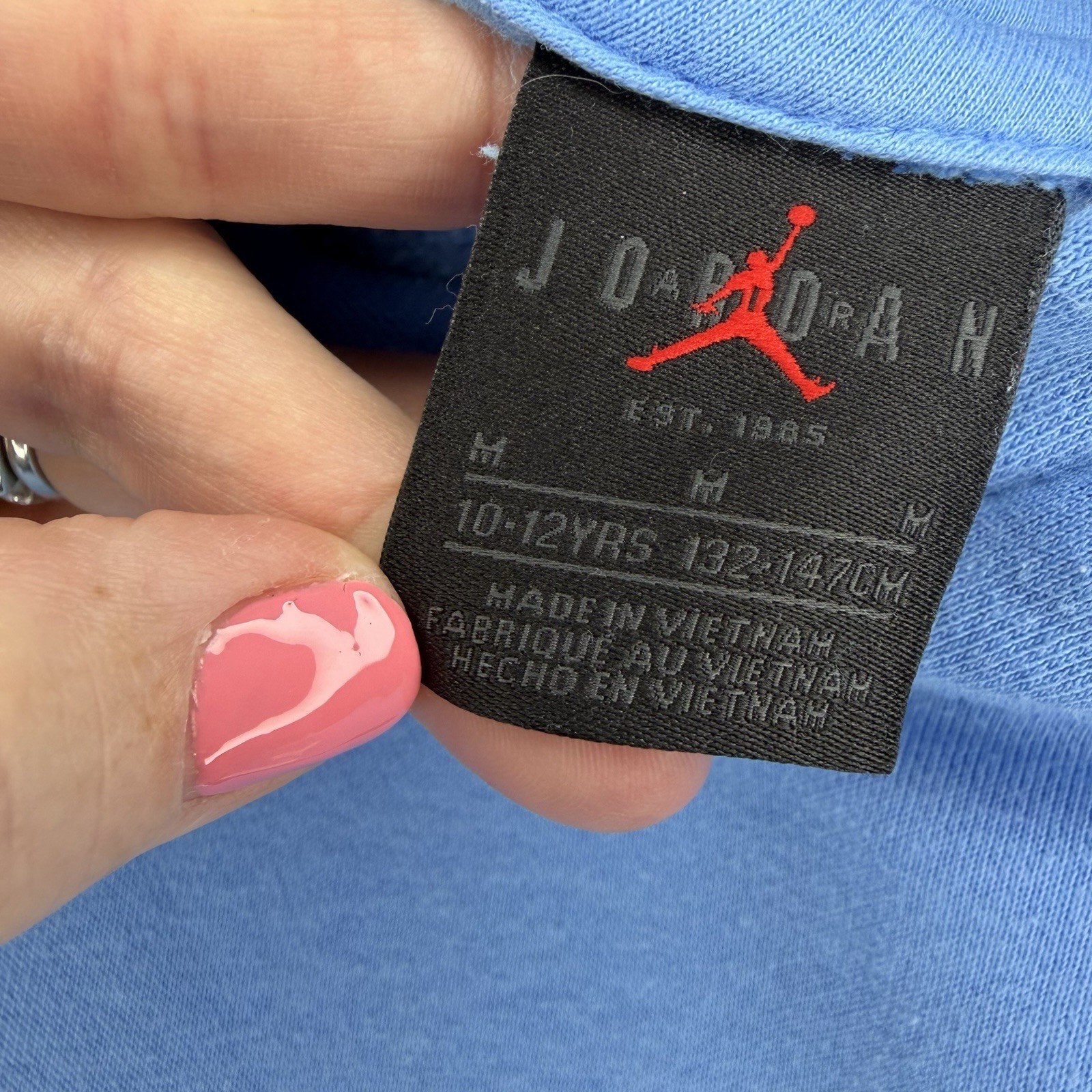 Air Jordan Boys Sky Blue Hoodie jump man logo pull over medium 10 12 years thumbnail 5