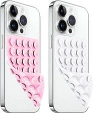 2 Pack Silicone Suction Cup Phone Case Mount Double Sided, Non Slip Phone Access