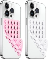 2 Pack Silicone Suction Cup Phone Case Mount Double Sided, Non Slip Phone Access