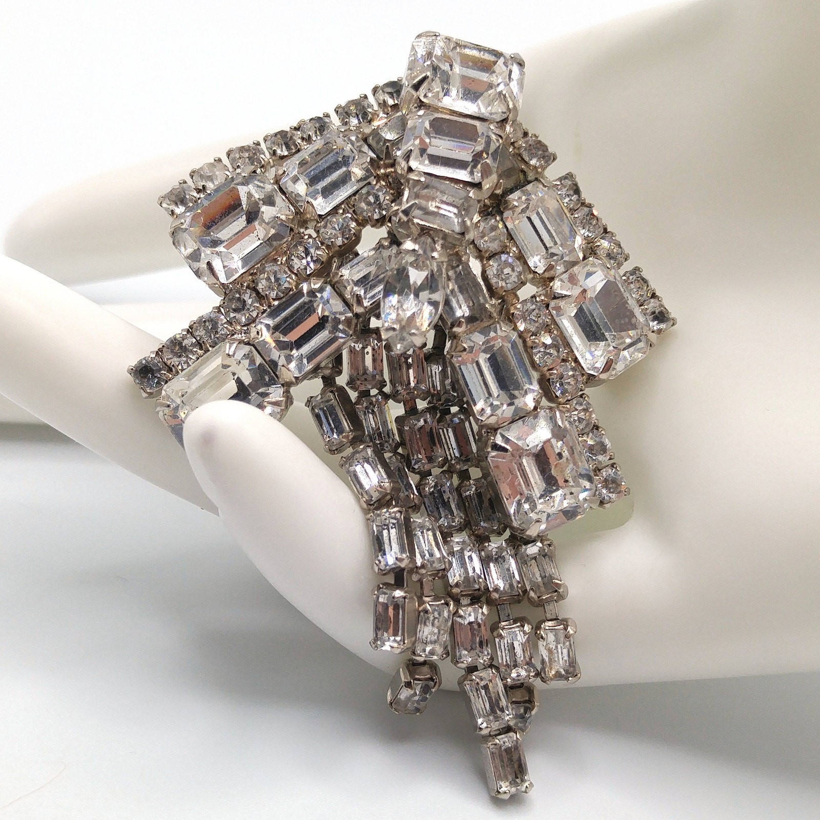 Unsigned Kramer Dragonfly Brooch, Clear Rhineston… - image 4