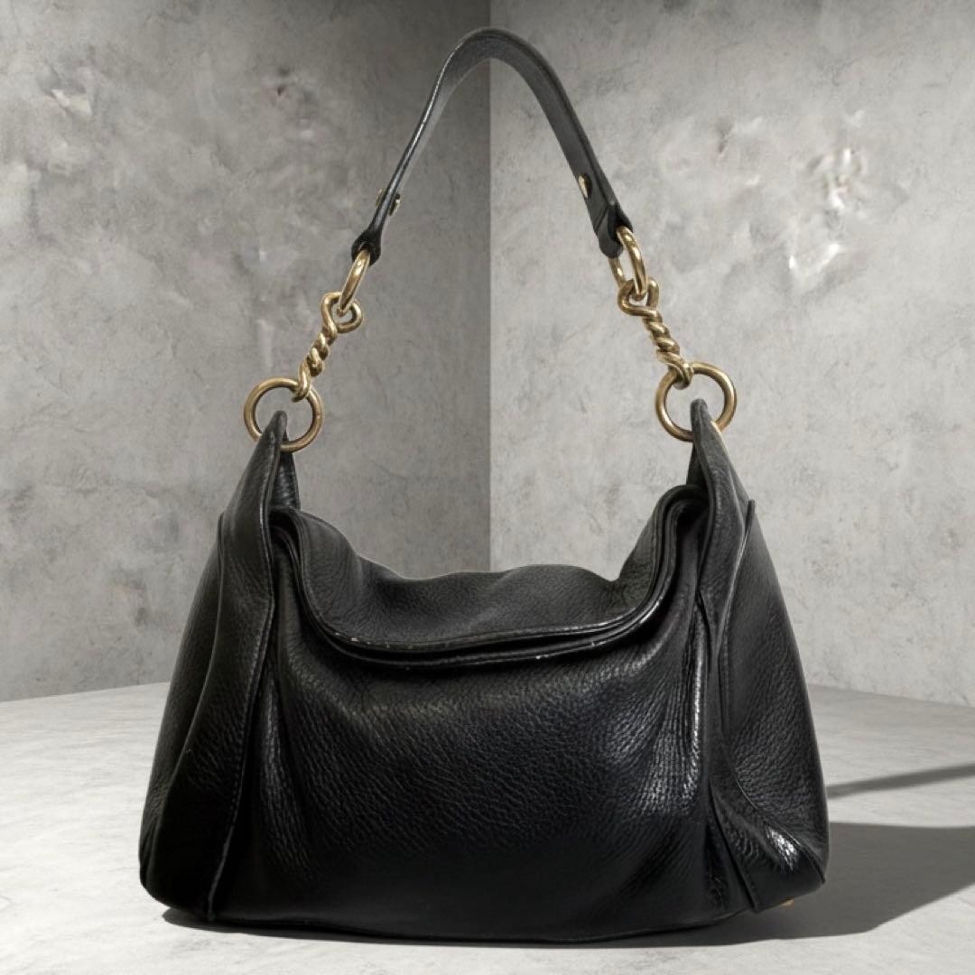 Yves saint laurent hobo bag shoulder leather black y2k archive vintage authentic