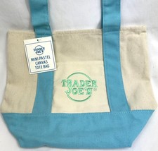 Trader Joe  s Mini Canvas Tote Bag Blue Pastel Reusable NEW 2026  US STOCK