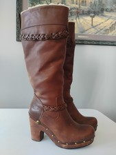 UGG Boots, Size 7, Clog, Brown Leather, SAVANNA, Shearling, WAS 400 NICE