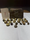 WW1 Princess Mary 1914 Christmas Tin + 1915 Card & Military Buttons