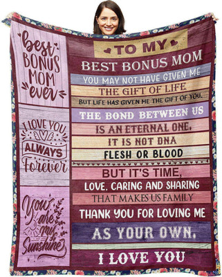Gifts for Bonus Mom from Daughter, Bonus Moms Blanket Birthday Gifts from Son Mo