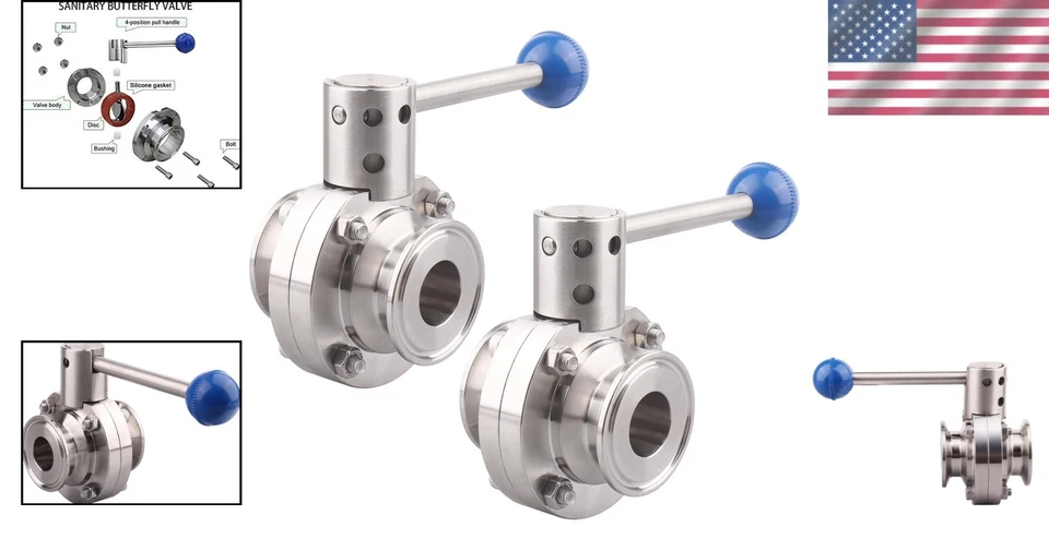 2-Pack Stainless Steel Tri Clamp Butterfly Valve - Image 2 of 4