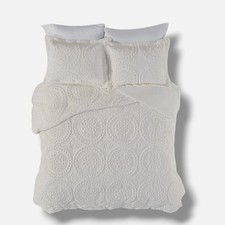 Madison Park White Arya Medallion Faux Fur 3-Pc. Duvet Cover Set, King/Cal King