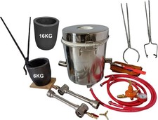16 KG Gas Metal Melting Furnace Kit Foundry Copper Crucible Tongs Gas Forge