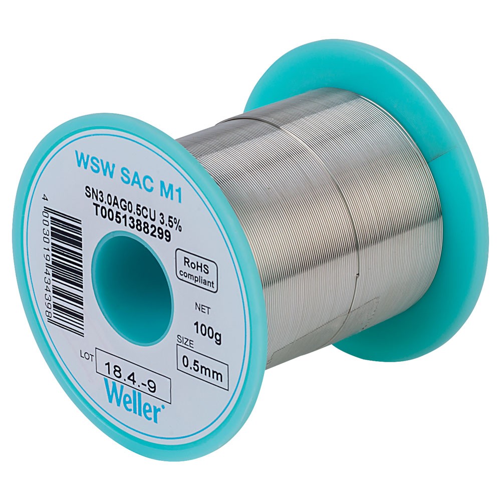 Weller WSW SAC M1 96.5/3/0.5 Solder Wire 0.5mm 100g