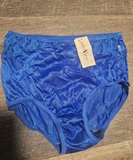 NEW Rene Rofe VINTAGE 90s Y2K Sheer Silky BLUE High Cut Panties sz 6 X-LARGE
