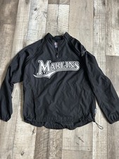 Florida Marlins Majestic 1/4 Zip Jacket Mens Small Black Coolbase Light Pullover
