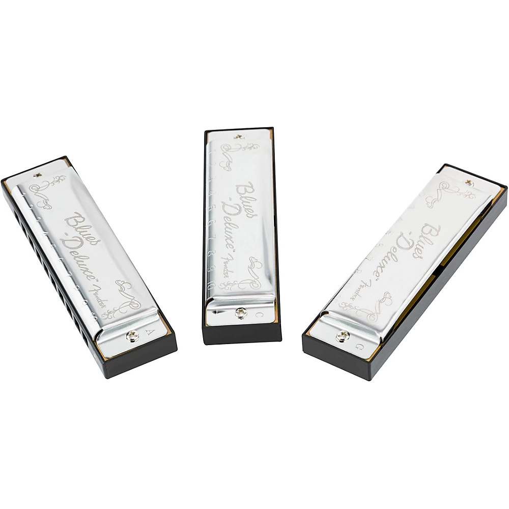 Fender Blues Deluxe Harmonicas 3-Pack with Case Keys of C G and A 6390₽