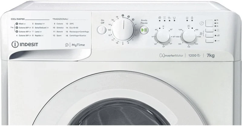 Lavatrice 7 Kg INDESIT con Oblò 1200 Giri Motore Inverter 55 cm Classe A FACILE, fotografia 4 di 9