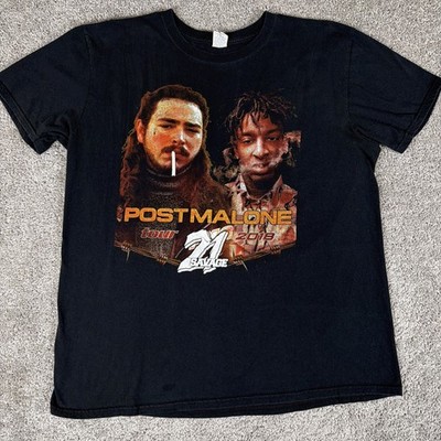 Post Malone Shirt Men XL Black Double Sided 21 Savage Beerbongs and Bentley 2018
