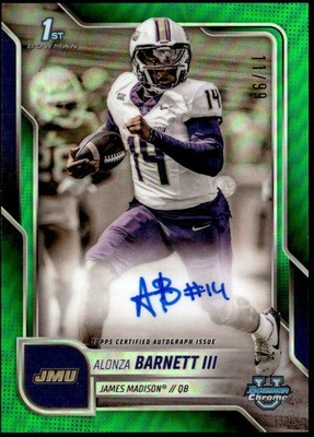 2025 Bowman University Chrome #BCA-AB Alonza Barnett III Auto Green #/99