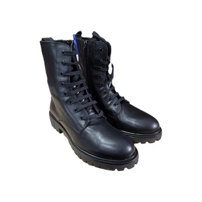 MARINA RINALDI Max Mara Black Lampo Leather Lace Up Combat Boot Size 11 (41)$665